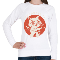 PRINTFASHION Karatés cica - Női pulóver - Fehér