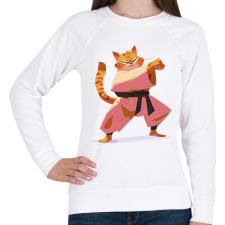 PRINTFASHION Karatés macska - Női pulóver - Fehér női pulóver, kardigán