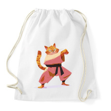 PRINTFASHION Karatés macska - Sportzsák, Tornazsák - Fehér tornazsák