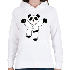 PRINTFASHION Karatés panda - Női kapucnis pulóver - Fehér