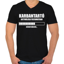 PRINTFASHION Karbantartó aktiválása - Férfi V-nyakú póló - Fekete férfi póló