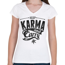 PRINTFASHION Karma - Női V-nyakú póló - Fehér női póló