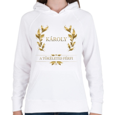 PRINTFASHION Károly - Női kapucnis pulóver - Fehér női pulóver, kardigán