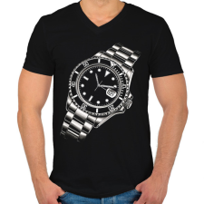 PRINTFASHION Karóra - Férfi V-nyakú póló - Fekete férfi póló