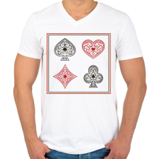 PRINTFASHION Kártya szimbólumok - Férfi V-nyakú póló - Fehér férfi póló