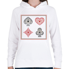 PRINTFASHION Kártya szimbólumok - Női kapucnis pulóver - Fehér női pulóver, kardigán