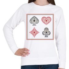PRINTFASHION Kártya szimbólumok - Női pulóver - Fehér női pulóver, kardigán