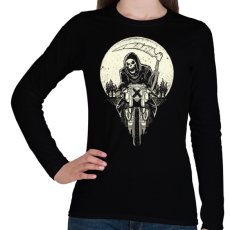 PRINTFASHION Kaszás motoron - Női hosszú ujjú póló - Fekete