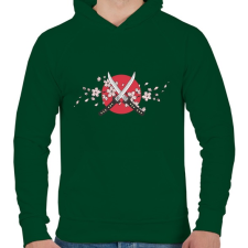 PRINTFASHION Katanas - Férfi kapucnis pulóver - Sötétzöld férfi pulóver, kardigán
