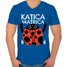 PRINTFASHION Katica Matrica - Férfi V-nyakú póló - Királykék férfi póló