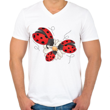 PRINTFASHION katicabogár  - Férfi V-nyakú póló - Fehér férfi póló