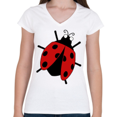 PRINTFASHION Katicabogár  - Női V-nyakú póló - Fehér