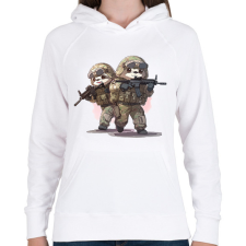 PRINTFASHION Katona lajhárok - Női kapucnis pulóver - Fehér női pulóver, kardigán