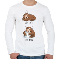 PRINTFASHION Kávé előtt kávé után - Férfi hosszú ujjú póló - Fehér férfi póló