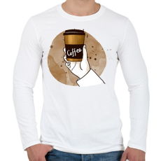 PRINTFASHION Kávé elvitelre - Férfi hosszú ujjú póló - Fehér