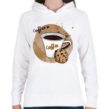 PRINTFASHION Kávé és süti - Női kapucnis pulóver - Fehér női pulóver, kardigán