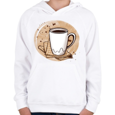 PRINTFASHION Kávé - Gyerek kapucnis pulóver - Fehér