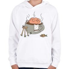 PRINTFASHION Kávé - Gyerek kapucnis pulóver - Fehér