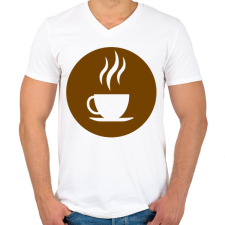 PRINTFASHION Kávé - logó - Férfi V-nyakú póló - Fehér férfi póló