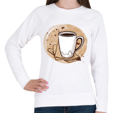 PRINTFASHION Kávé - Női pulóver - Fehér női pulóver, kardigán