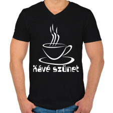 PRINTFASHION kávé szünet - Férfi V-nyakú póló - Fekete férfi póló