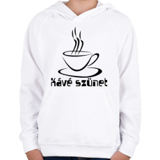 PRINTFASHION kávé szünet - Gyerek kapucnis pulóver - Fehér