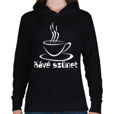 PRINTFASHION kávé szünet - Női kapucnis pulóver - Fekete