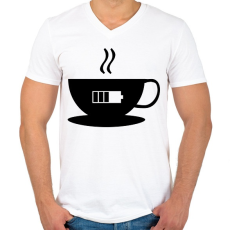PRINTFASHION Kávé-töltöttség - Férfi V-nyakú póló - Fehér