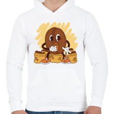PRINTFASHION Kávébab - Férfi kapucnis pulóver - Fehér férfi pulóver, kardigán