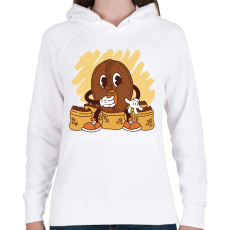 PRINTFASHION Kávébab - Női kapucnis pulóver - Fehér