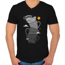 PRINTFASHION Kávéfüggő - Férfi V-nyakú póló - Fekete