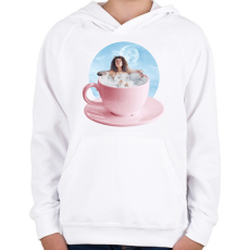 PRINTFASHION Kávéfürdő - Gyerek kapucnis pulóver - Fehér