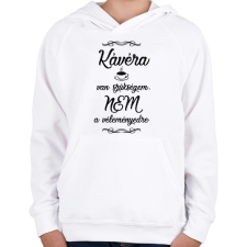 PRINTFASHION Kávéra van szükségem fekete - Gyerek kapucnis pulóver - Fehér gyerek pulóver, kardigán