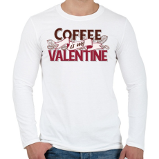 PRINTFASHION Kávérajongó - Coffee is my Valentine - Férfi hosszú ujjú póló - Fehér