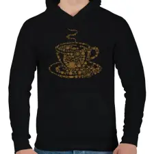 PRINTFASHION Kávés csésze - Férfi kapucnis pulóver - Fekete férfi pulóver, kardigán