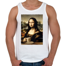 PRINTFASHION Kávés Mona Lisa - Férfi atléta - Fehér atléta, trikó