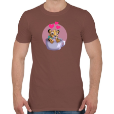 PRINTFASHION Kávés Tigris - Férfi póló - Mogyoróbarna férfi póló