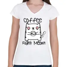 PRINTFASHION Kávét, azonnal! - Női V-nyakú póló - Fehér női póló
