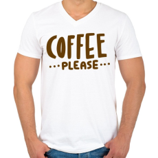 PRINTFASHION Kávét! - Férfi V-nyakú póló - Fehér