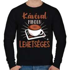 PRINTFASHION Kávéval minden lehetséges - Férfi pulóver - Fekete férfi pulóver, kardigán