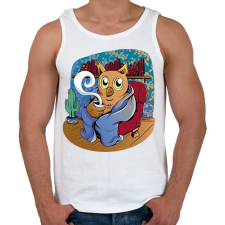 PRINTFASHION Kávézó bagoly - Férfi atléta - Fehér atléta, trikó