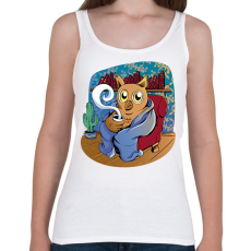 PRINTFASHION Kávézó bagoly - Női atléta - Fehér