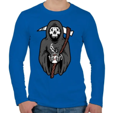 PRINTFASHION Kávézó kaszás - Férfi hosszú ujjú póló - Királykék