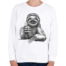PRINTFASHION Kávézó lajhár - Gyerek pulóver - Fehér gyerek pulóver, kardigán