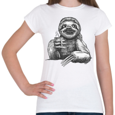 PRINTFASHION Kávézó lajhár - Női póló - Fehér férfi póló