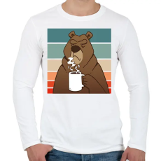 PRINTFASHION Kávézó medve - Férfi hosszú ujjú póló - Fehér
