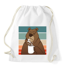 PRINTFASHION Kávézó medve - Sportzsák, Tornazsák - Fehér tornazsák