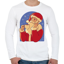 PRINTFASHION Kávézó mikulás - Férfi hosszú ujjú póló - Fehér férfi póló