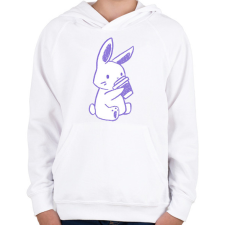 PRINTFASHION Kávézó nyuszi - Gyerek kapucnis pulóver - Fehér gyerek pulóver, kardigán