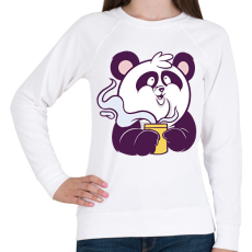 PRINTFASHION Kávézó panda - Női pulóver - Fehér